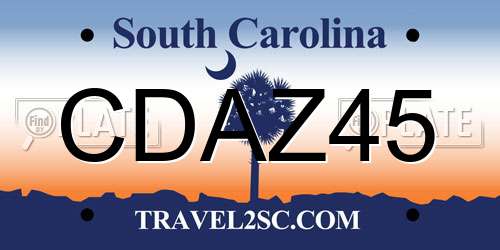 CDAZ45 South Carolina License Plate