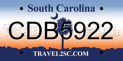 CDB5922 South Carolina License Plate