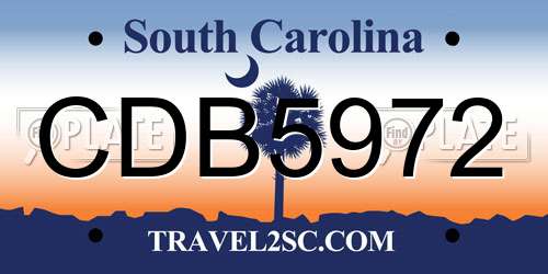 CDB5972 South Carolina License Plate