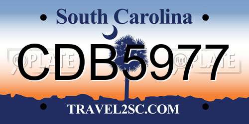 CDB5977 South Carolina License Plate