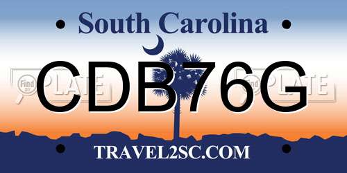 CDB76G South Carolina License Plate