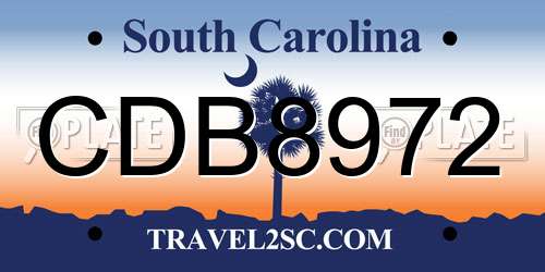 CDB8972 South Carolina License Plate