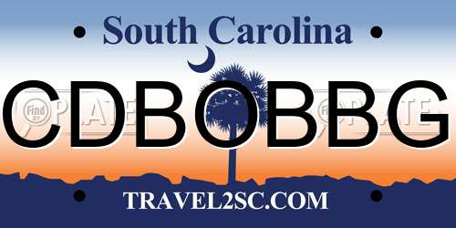 CDBOBBG South Carolina License Plate