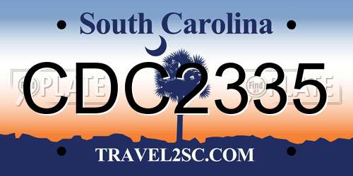 CDC2335 South Carolina License Plate