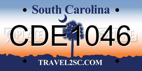 CDE1046 South Carolina License Plate