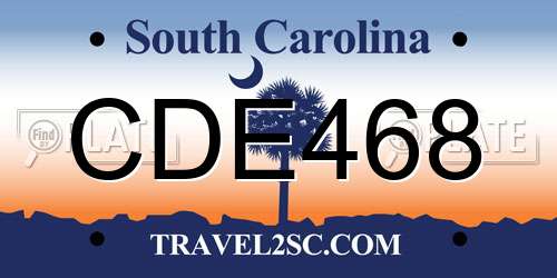 CDE468 South Carolina License Plate