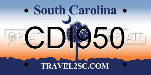 CDI950 South Carolina License Plate