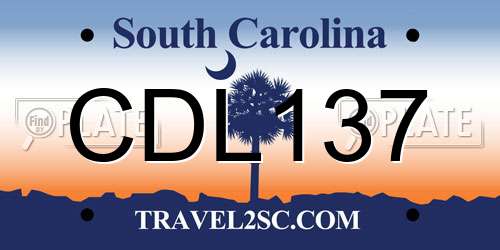 CDL137 South Carolina License Plate