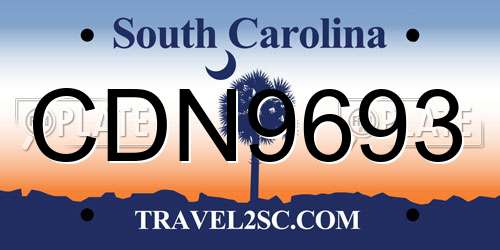 CDN9693 South Carolina License Plate