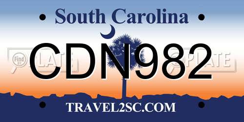 CDN982 South Carolina License Plate