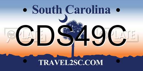 CDS49C South Carolina License Plate