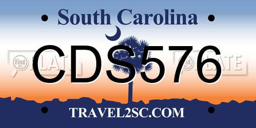 CDS576 South Carolina License Plate