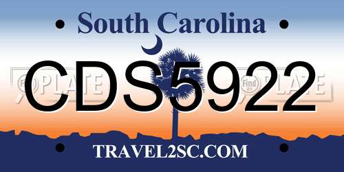 CDS5922 South Carolina License Plate