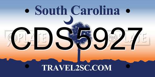 CDS5927 South Carolina License Plate