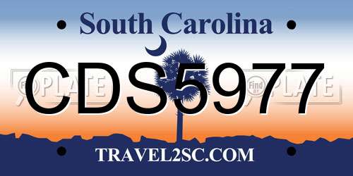 CDS5977 South Carolina License Plate