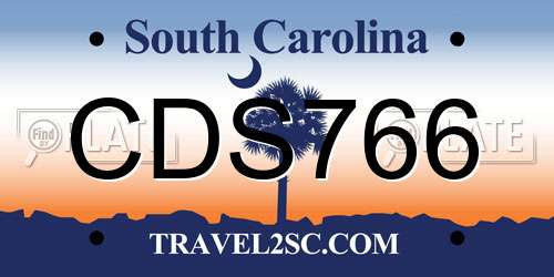 CDS766 South Carolina License Plate