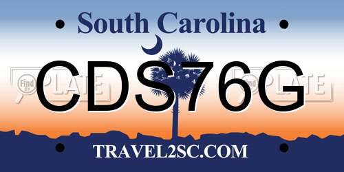 CDS76G South Carolina License Plate