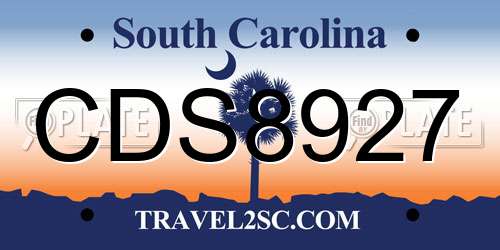 CDS8927 South Carolina License Plate