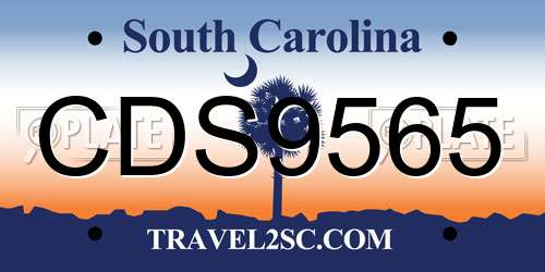 CDS9565 South Carolina License Plate