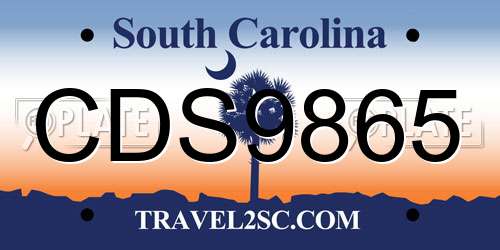 CDS9865 South Carolina License Plate