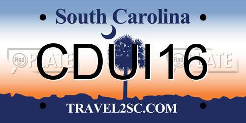 CDUI16 South Carolina License Plate