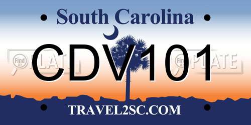 CDV101 South Carolina License Plate