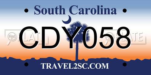 CDY058 South Carolina License Plate