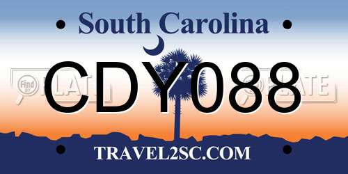 CDY088 South Carolina License Plate