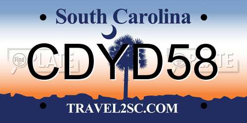 CDYD58 South Carolina License Plate