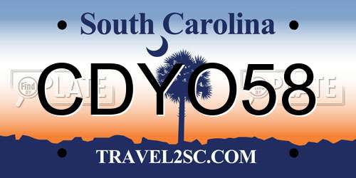 CDYO58 South Carolina License Plate