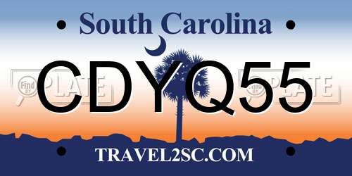 CDYQ55 South Carolina License Plate