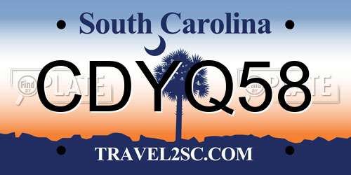 CDYQ58 South Carolina License Plate