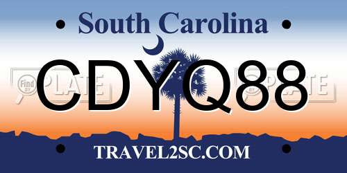 CDYQ88 South Carolina License Plate