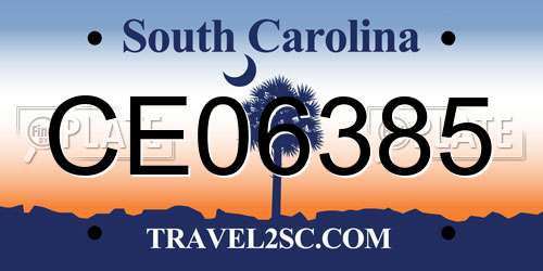 CE06385 South Carolina License Plate