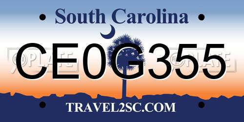CE0G355 South Carolina License Plate