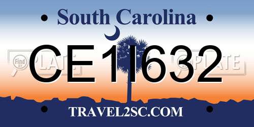 CE1I632 South Carolina License Plate
