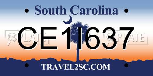 CE1I637 South Carolina License Plate