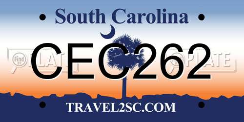 CEC262 South Carolina License Plate