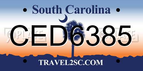 CED6385 South Carolina License Plate