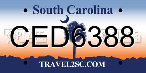 CED6388 South Carolina License Plate