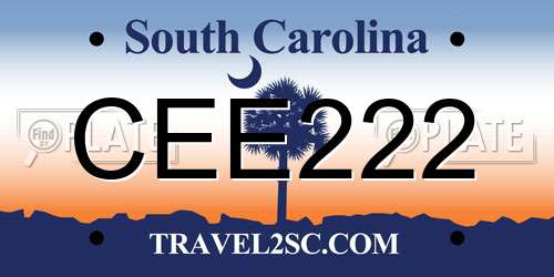 CEE222 South Carolina License Plate