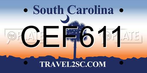 CEF611 South Carolina License Plate