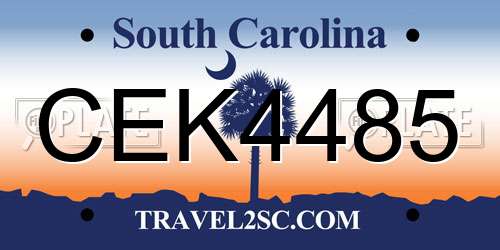 CEK4485 South Carolina License Plate