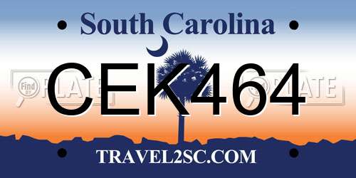 CEK464 South Carolina License Plate