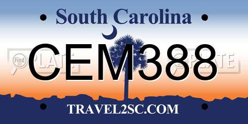 CEM388 South Carolina License Plate