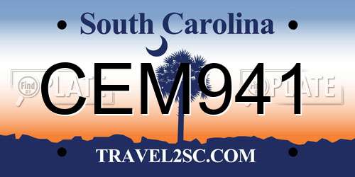 CEM941 South Carolina License Plate