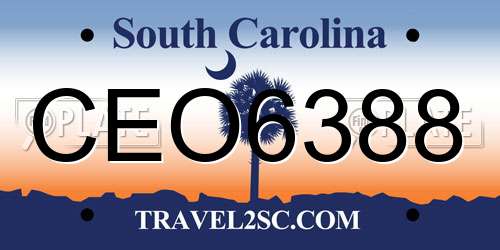 CEO6388 South Carolina License Plate