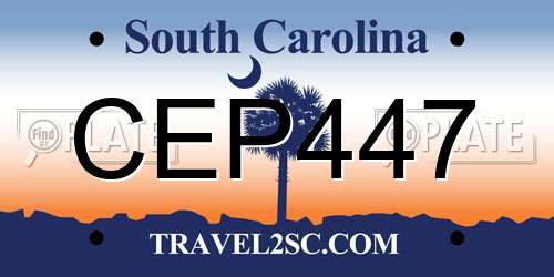CEP447 South Carolina License Plate