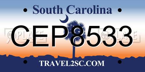 CEP8533 South Carolina License Plate