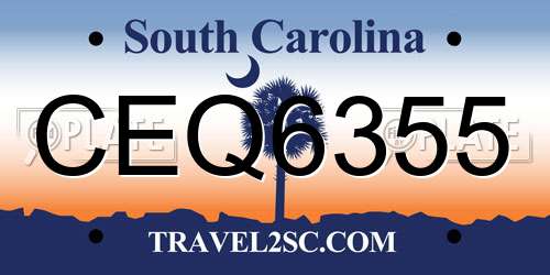 CEQ6355 South Carolina License Plate